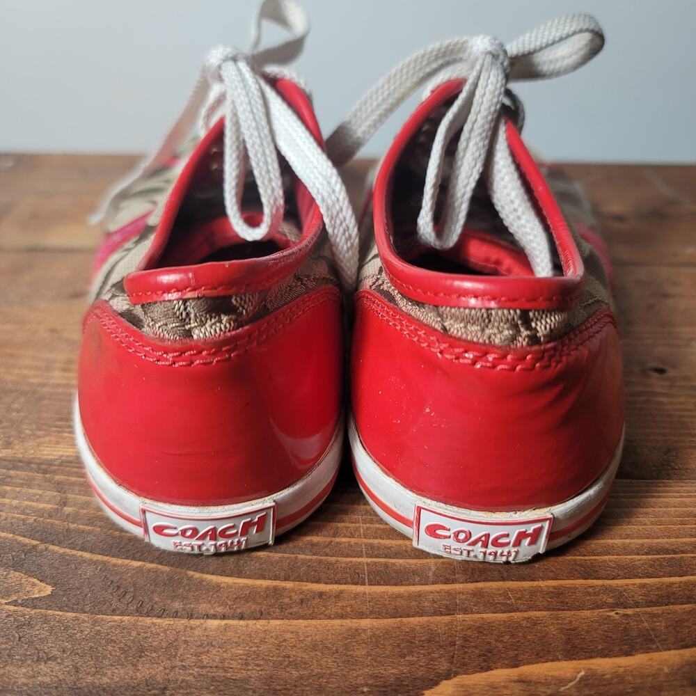 Coach Canvas Shoe Low Top Red and Brown Womens Size 5.5 - Picture 4 of 8